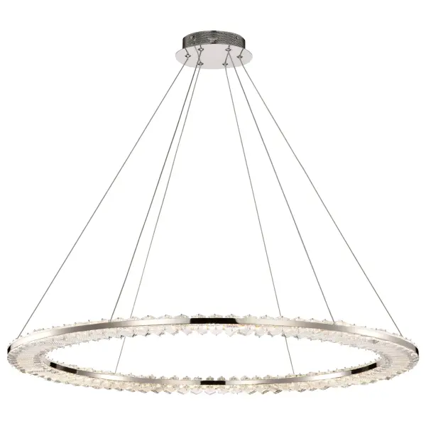 The Nova pendant combines luxurious K9 crystal with polished nickel for a sophisticated contemporary look. At 36 inches, it makes a bold statement while the integrated LED provides warm, energy-efficient illumination perfect for dining and entertaining spaces. - alternate view