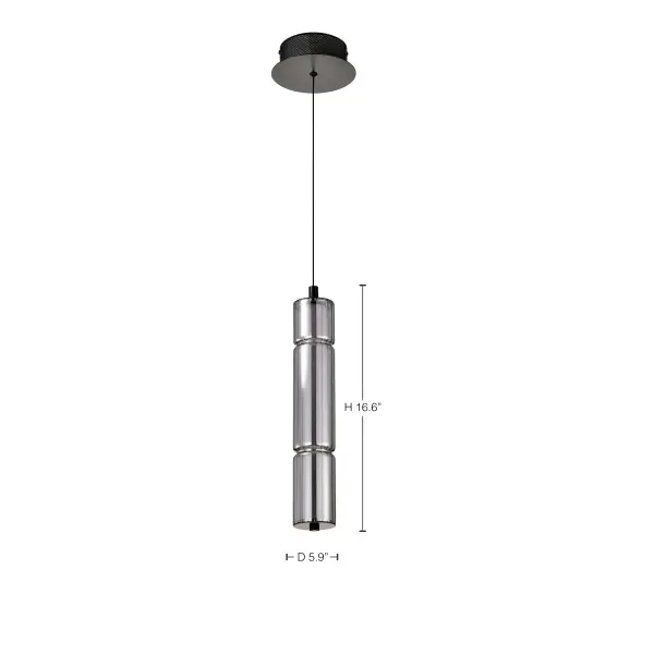 Evander LED Mini Pendant - Matte Black with Smoked Glass - Image 1