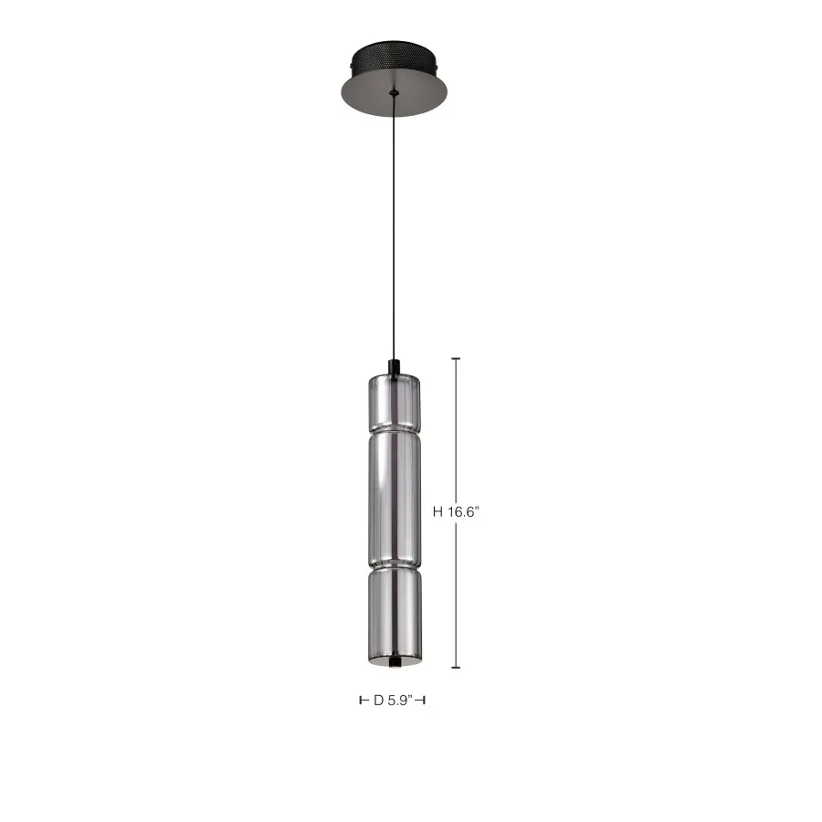 Evander LED Mini Pendant - Matte Black with Smoked Glass - Image 1