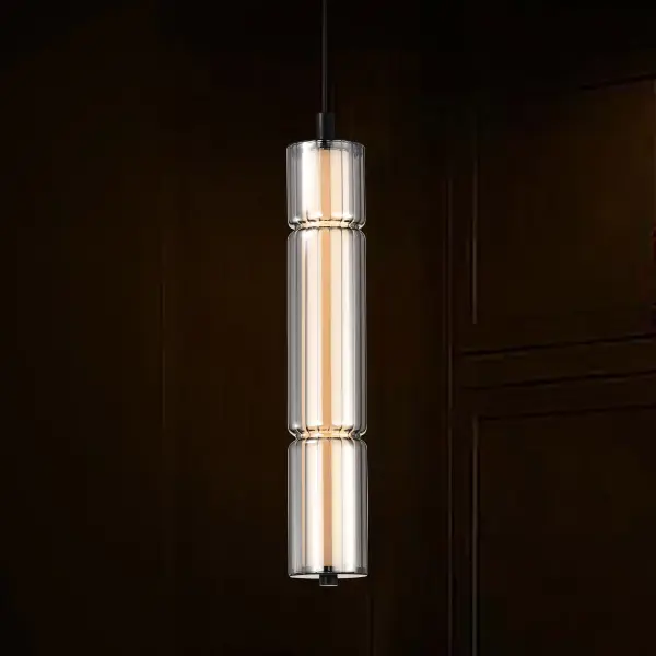 Evander LED Mini Pendant - Matte Black with Smoked Glass - Image 13