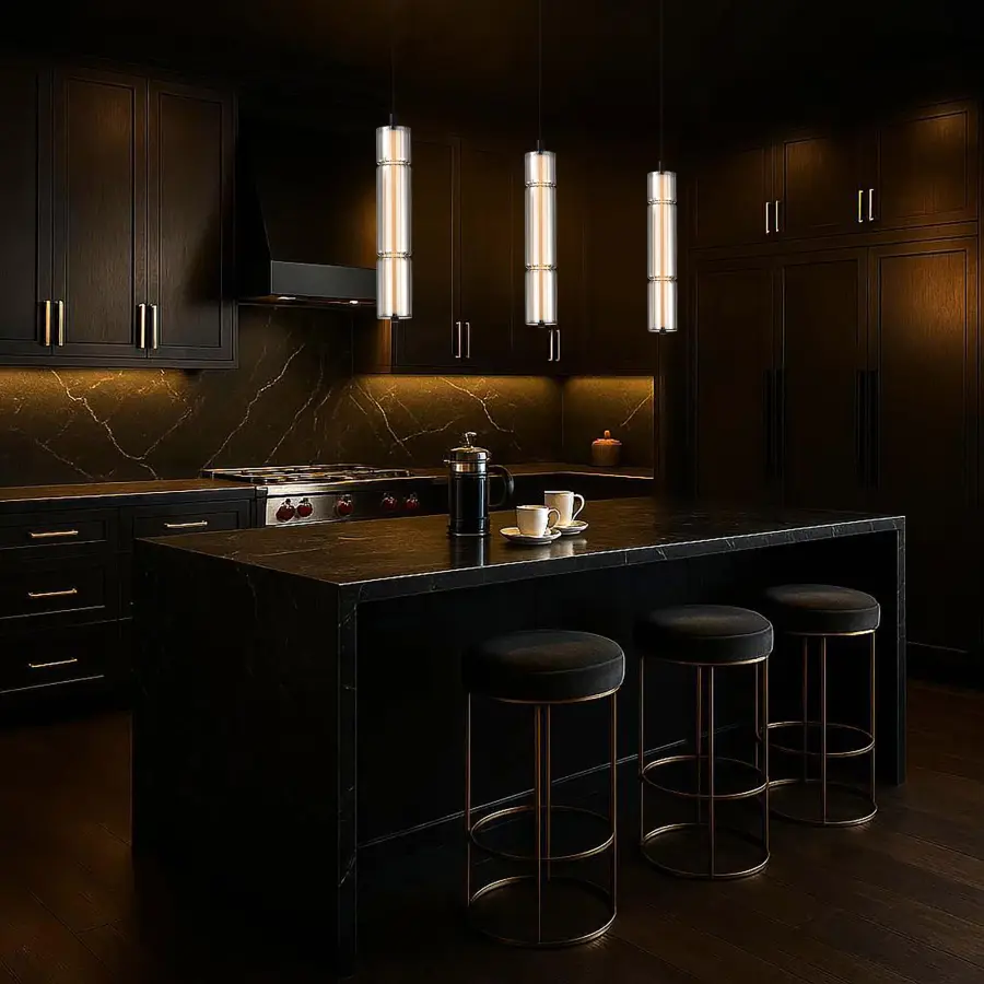 Evander LED Mini Pendant - Matte Black with Smoked Glass - Image 14