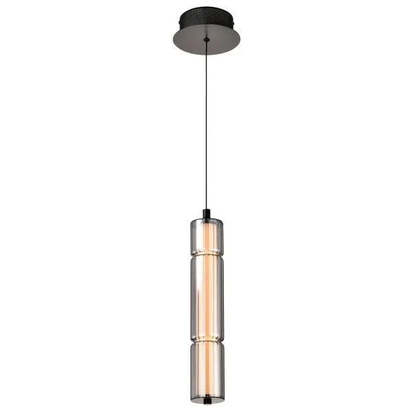 Evander LED Mini Pendant - Matte Black with Smoked Glass - Image 3