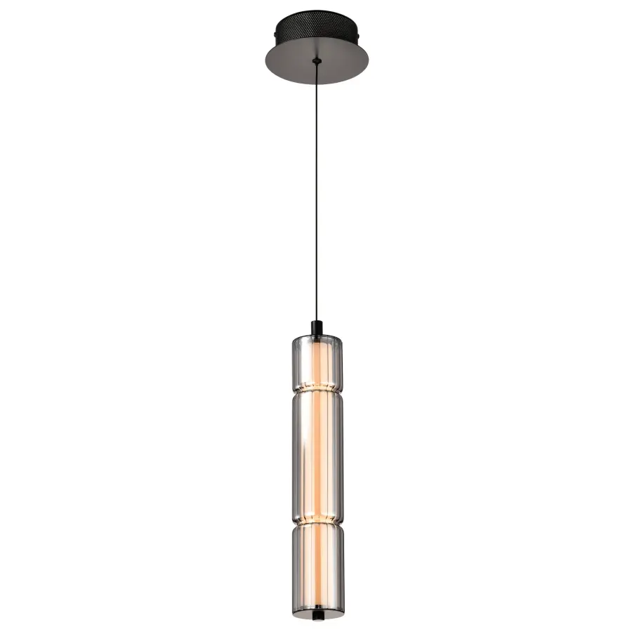 Evander LED Mini Pendant - Matte Black with Smoked Glass - Image 3