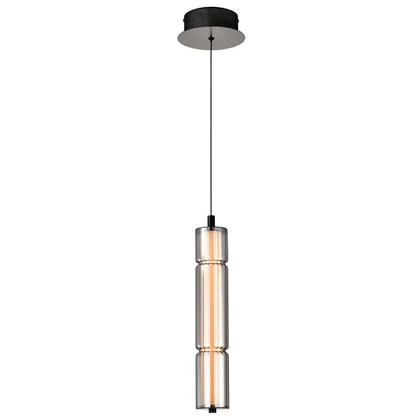 Evander LED Mini Pendant - Matte Black with Smoked Glass - Image 5