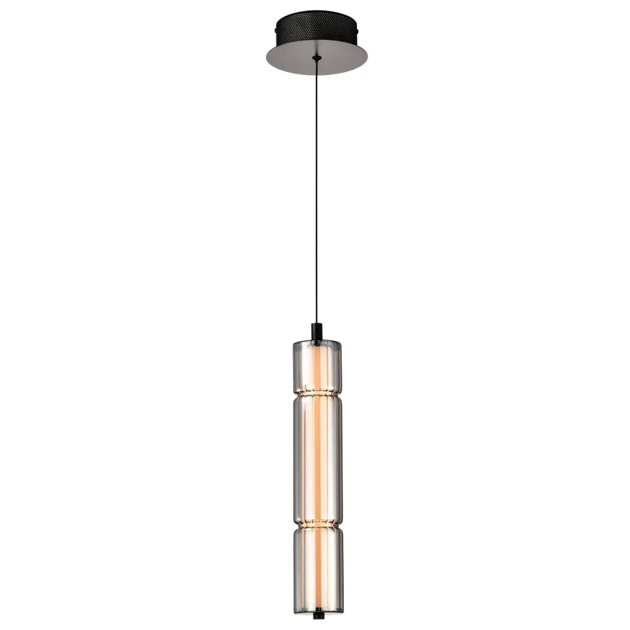 Evander LED Mini Pendant - Matte Black with Smoked Glass - Image 5