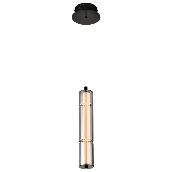 Evander LED Mini Pendant - Matte Black with Smoked Glass - Image 7