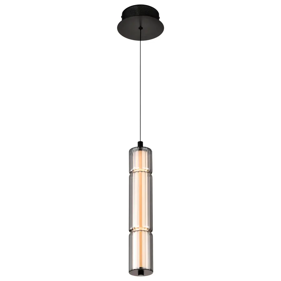 Evander LED Mini Pendant - Matte Black with Smoked Glass - Image 7