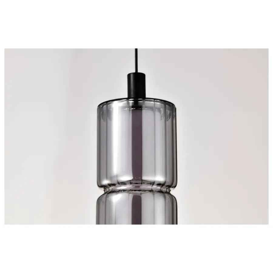 Evander LED Mini Pendant - Matte Black with Smoked Glass - Image 10