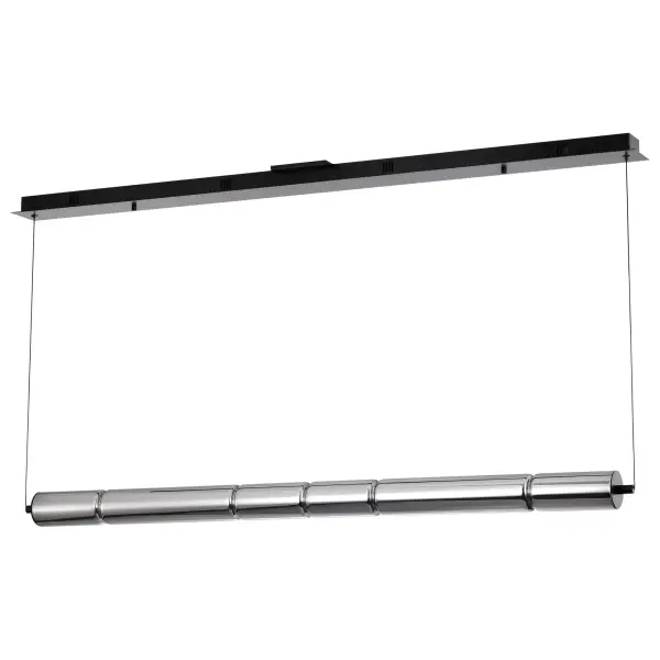 The Evander brings refined minimalist elegance to modern kitchens with its 48-inch linear profile, matte black finish, and distinctive smoked mirror glass tube. Integrated LED technology delivers warm, inviting illumination perfect for islands and dining areas.