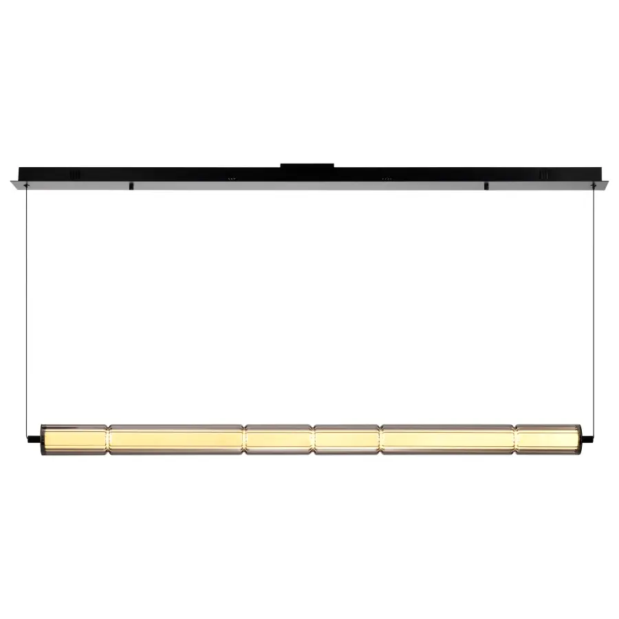 Evander LED 48" Island Pendant in Matte Black with Smoked Glass - Image 4