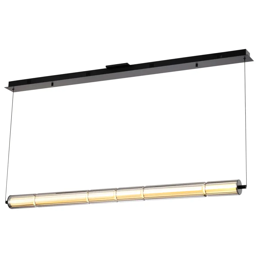 Evander LED 48" Island Pendant in Matte Black with Smoked Glass - Image 6