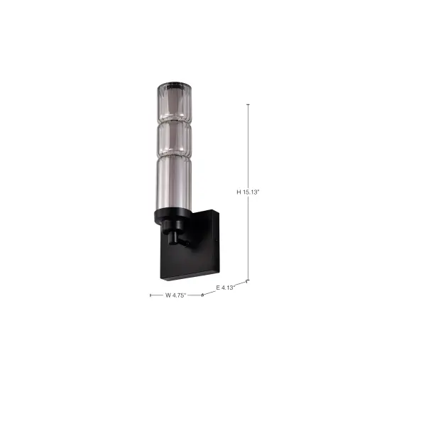 Evander LED Wall Sconce - Matte Black with Smoked Glass - Image 1