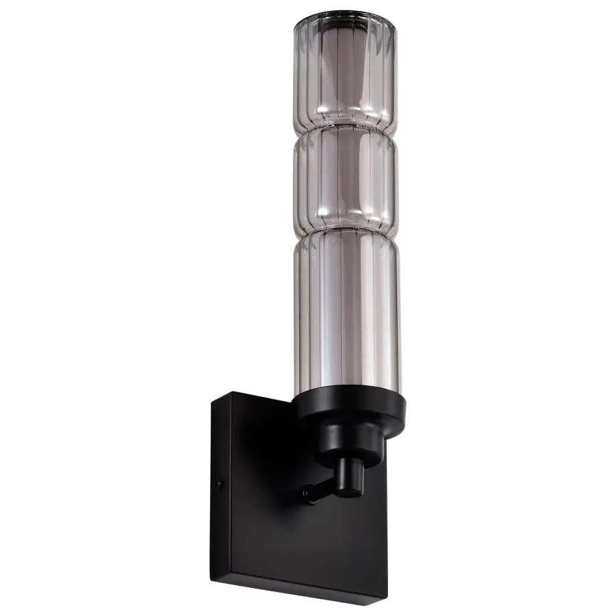 Evander LED Wall Sconce - Matte Black with Smoked Glass - Image 2
