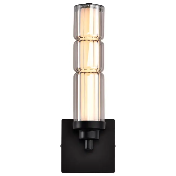 Evander LED Wall Sconce - Matte Black with Smoked Glass - Image 11