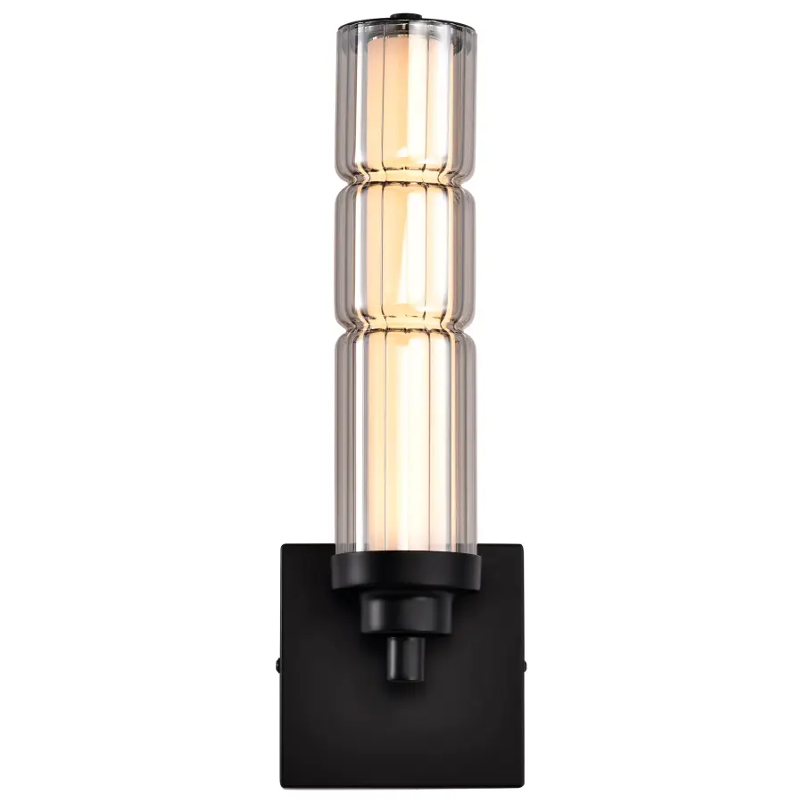 Evander LED Wall Sconce - Matte Black with Smoked Glass - Image 11