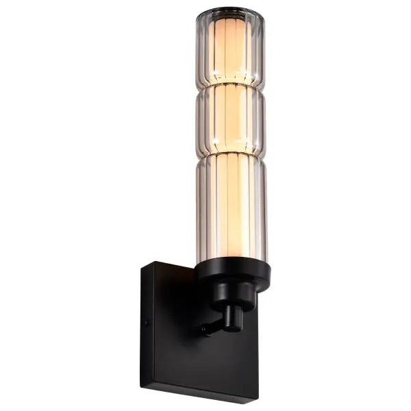 Evander LED Wall Sconce - Matte Black with Smoked Glass - Image 3