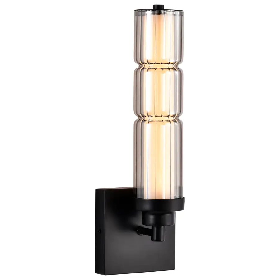 Evander LED Wall Sconce - Matte Black with Smoked Glass - Image 5