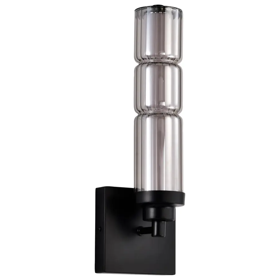 Evander LED Wall Sconce - Matte Black with Smoked Glass - Image 6