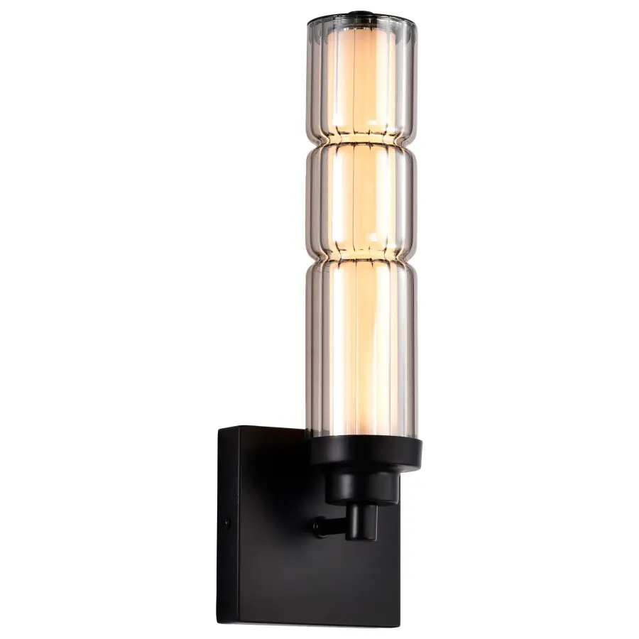 Evander LED Wall Sconce - Matte Black with Smoked Glass - Image 7