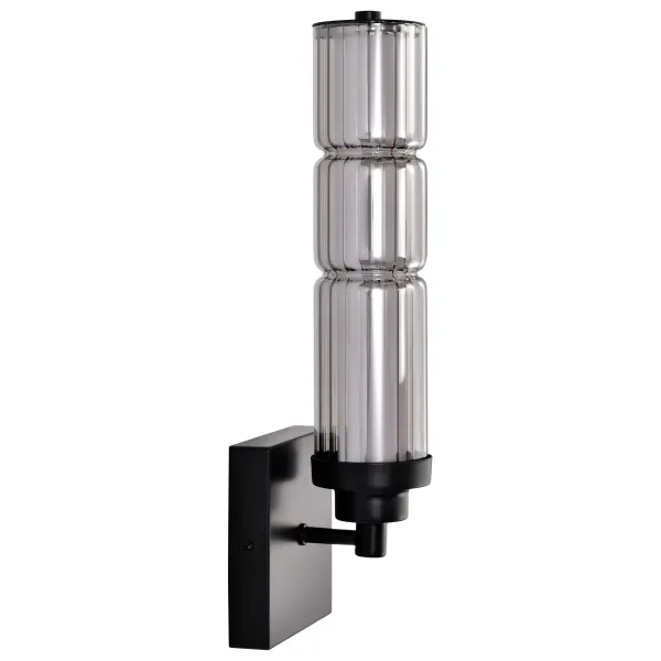 Evander LED Wall Sconce - Matte Black with Smoked Glass - Image 8