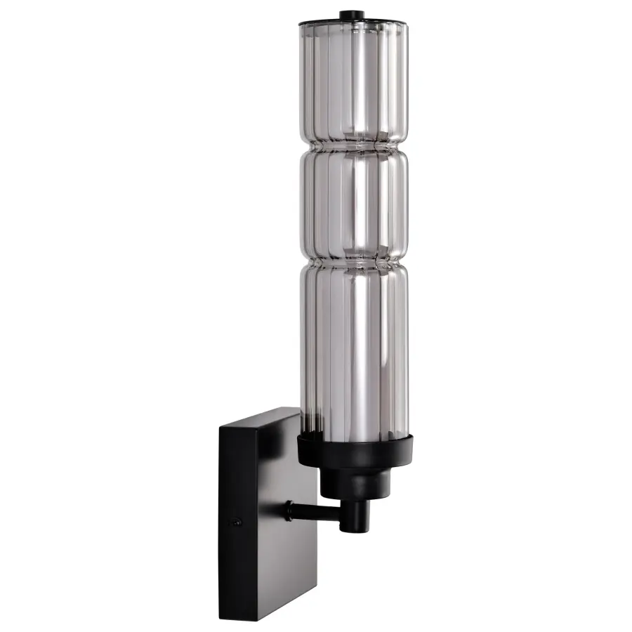 Evander LED Wall Sconce - Matte Black with Smoked Glass - Image 8