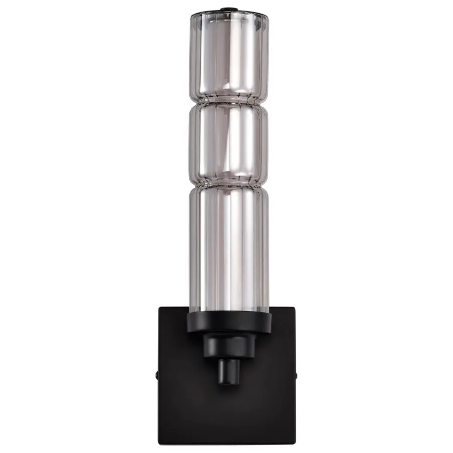 Evander LED Wall Sconce - Matte Black with Smoked Glass - Image 10