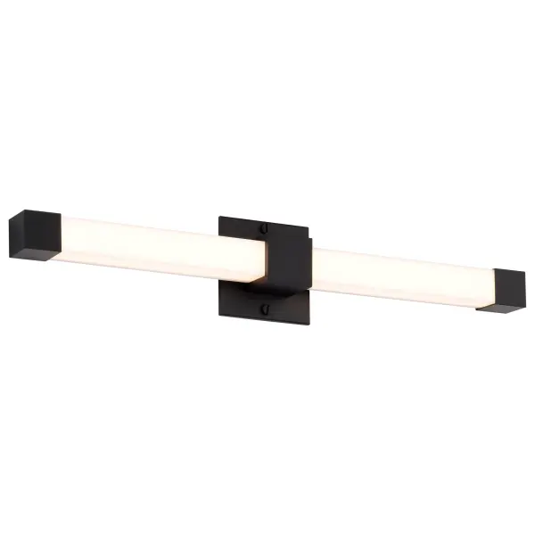The Brightwyn vanity light delivers contemporary elegance with clean lines and minimalist design. Its square acrylic lens provides beautifully diffused LED illumination perfect for bathroom tasks, while the matte black finish adds bold contrast. - alternate view