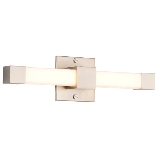 The Brightwyn vanity bar delivers contemporary elegance with clean lines and minimalist design. Its square acrylic lens provides beautifully diffused LED lighting perfect for bathroom tasks, while the brushed nickel finish adds timeless sophistication. - alternate view