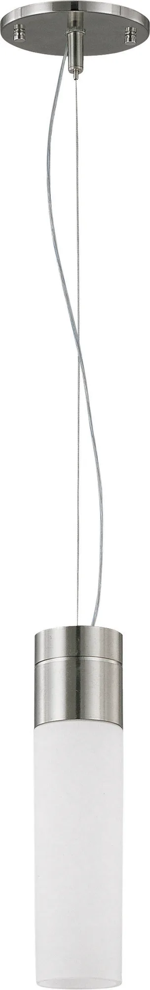 Link LED Tube Pendant with White Glass in Brushed Nickel