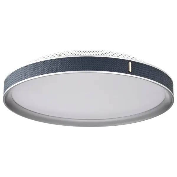 The Bandon flush mount brings contemporary style with its gray finish and vibrant blue accent wrap. Integrated LED technology delivers 4026 lumens of warm 3000K light with excellent 90 CRI color rendering for true-to-life illumination.