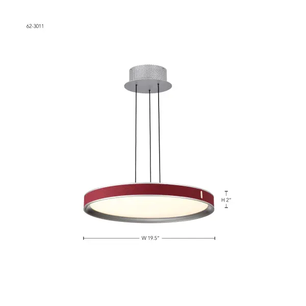 Bandon 20" LED Pendant - Gray with Red Wrap - Image 14