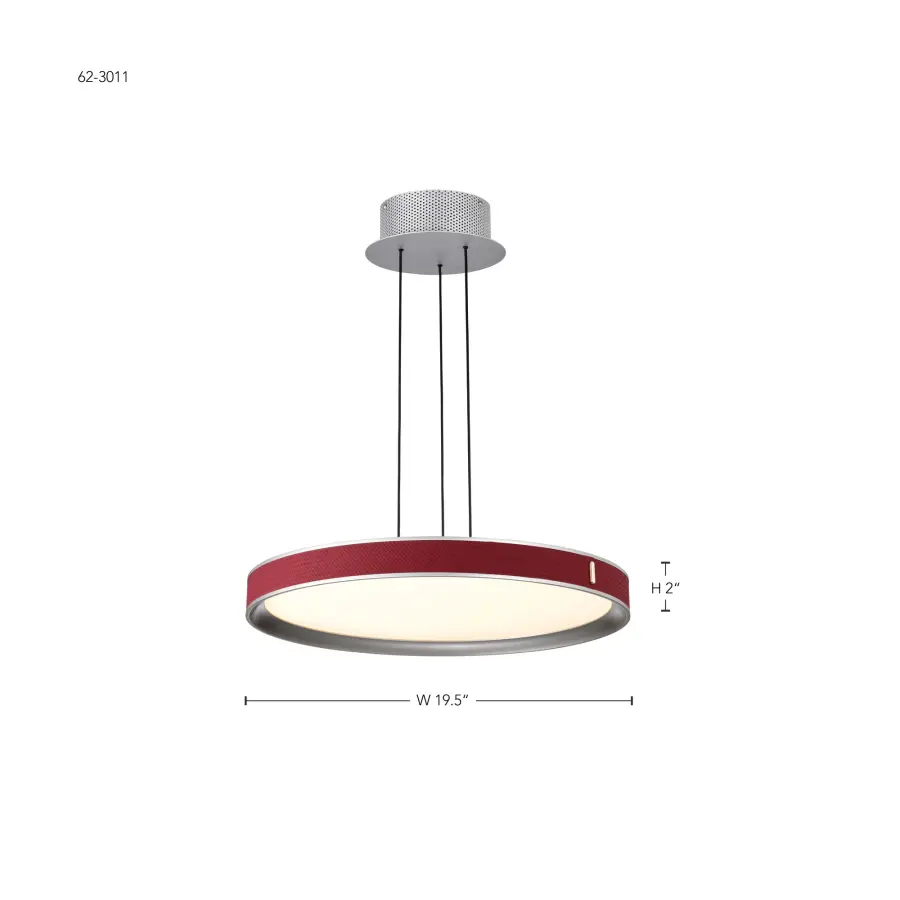 Bandon 20" LED Pendant - Gray with Red Wrap - Image 14