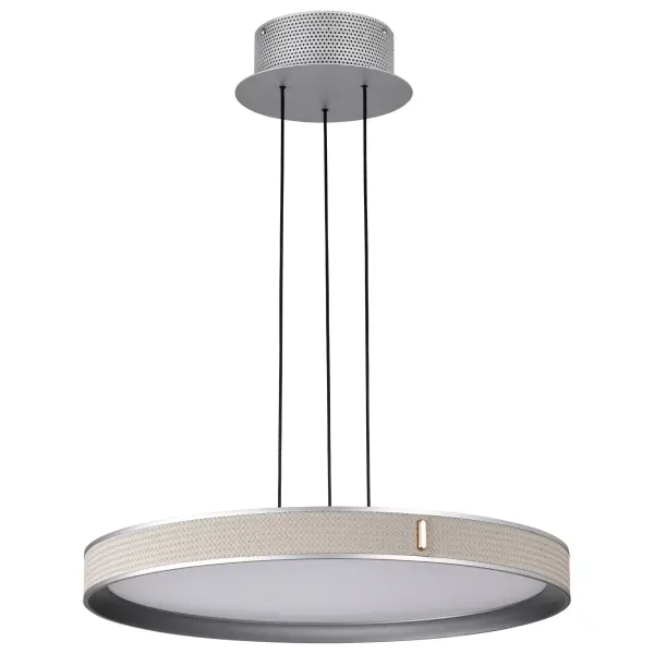 Bandon 20-Inch LED Pendant in Gray with Off-White Wrap - Image 1