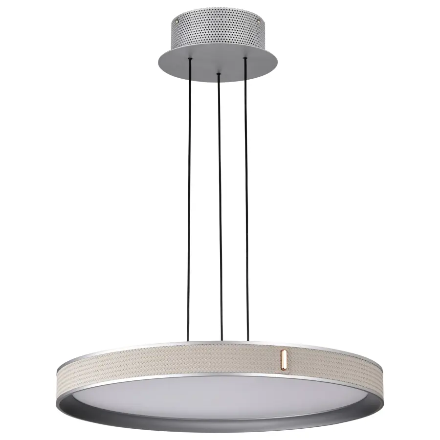 Bandon 20-Inch LED Pendant in Gray with Off-White Wrap - Image 1