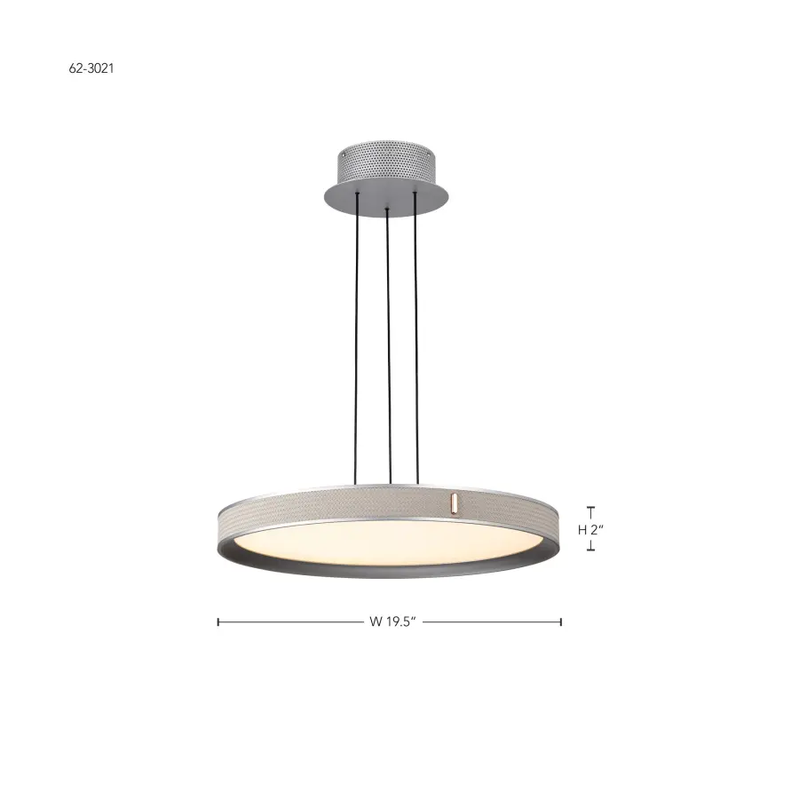 Bandon 20-Inch LED Pendant in Gray with Off-White Wrap - Image 16