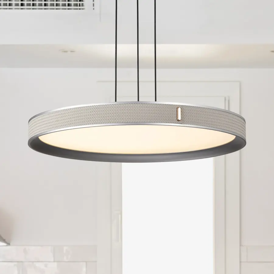 Bandon 20-Inch LED Pendant in Gray with Off-White Wrap - Image 3