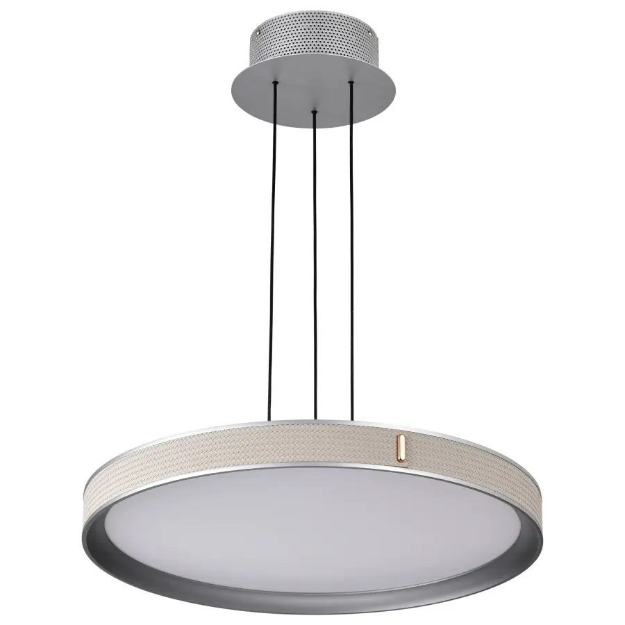Bandon 20-Inch LED Pendant in Gray with Off-White Wrap - Image 7