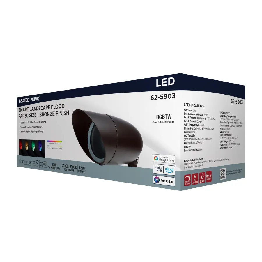12W LED Smart Landscape Floodlight with RGB & Tunable White - Image 9