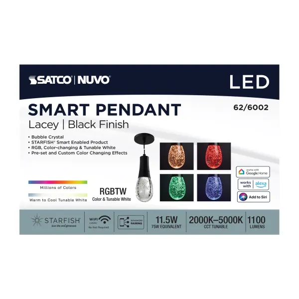 Lacey 4" LED Smart Pendant with Bubble Crystal - Image 20