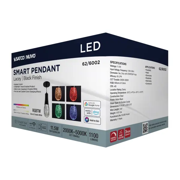 Lacey 4" LED Smart Pendant with Bubble Crystal - Image 24