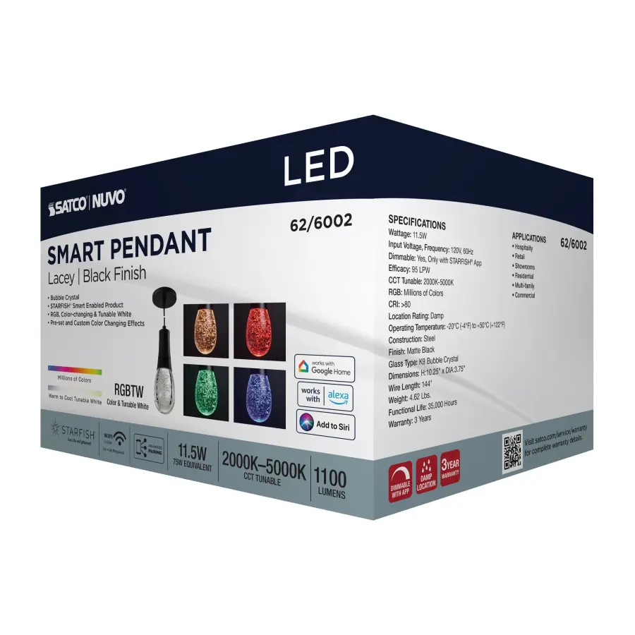 Lacey 4" LED Smart Pendant with Bubble Crystal - Image 24