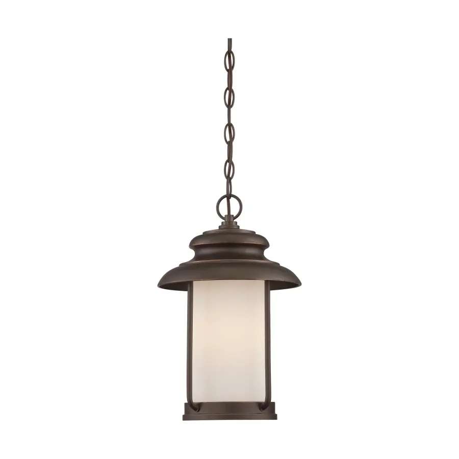 Bethany LED Outdoor Hanging Light with Satin White Glass - Image 1
