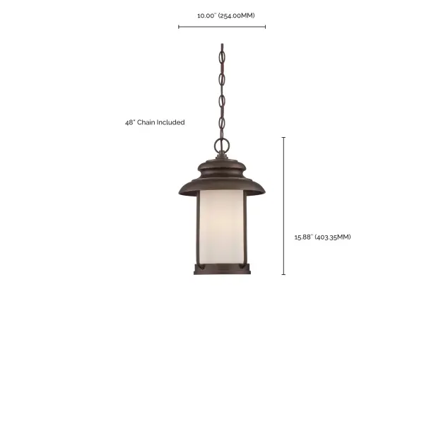 Bethany LED Outdoor Hanging Light with Satin White Glass - Image 3