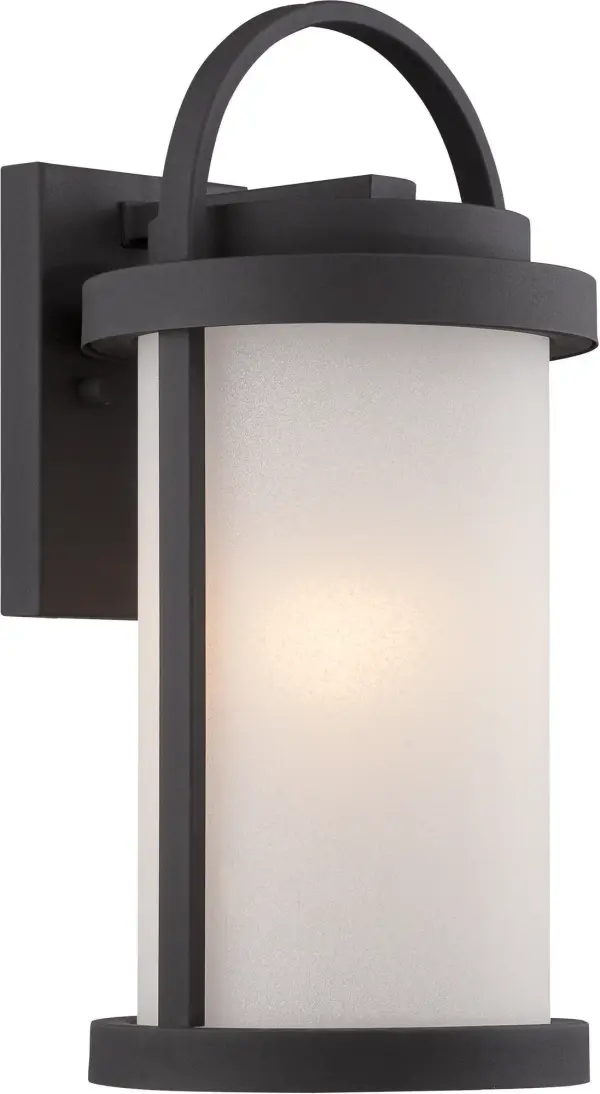 The Willis small wall lantern combines timeless design with modern LED efficiency. Its textured black finish and antique white glass create a welcoming ambiance for entryways, porches, and walkways.