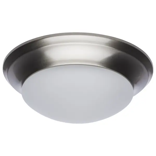 18W LED Flush Mount Ceiling Light - 12 Inch Brushed Nickel with Frosted Glass - Image 1