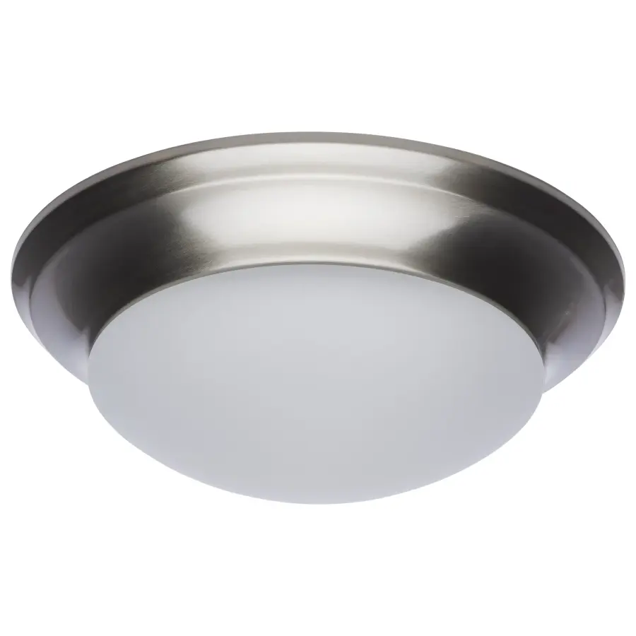18W LED Flush Mount Ceiling Light - 12 Inch Brushed Nickel with Frosted Glass - Image 1
