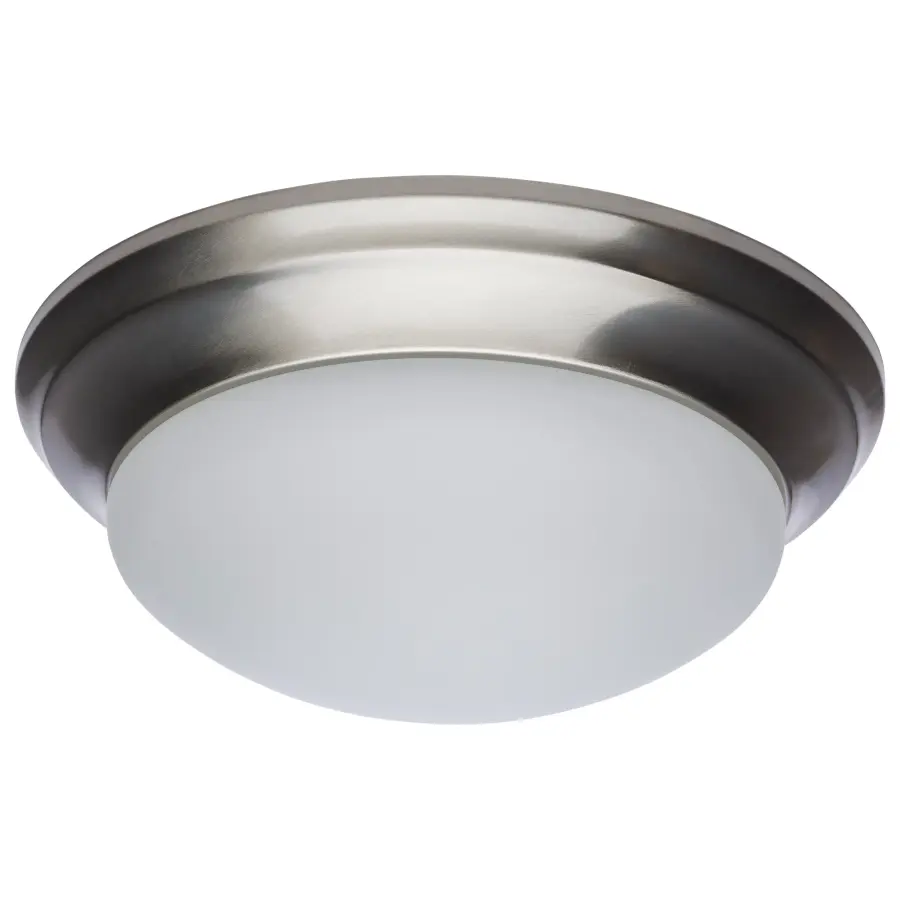 14" Brushed Nickel LED Flush Mount with Frosted Glass - Image 1