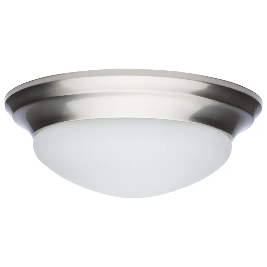 14" Brushed Nickel LED Flush Mount with Frosted Glass - Image 9
