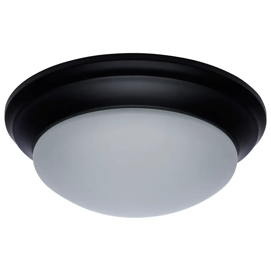 14" Matte Black LED Flush Mount with Frosted Glass - Image 1