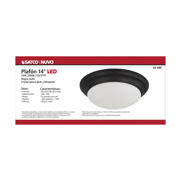 14" Matte Black LED Flush Mount with Frosted Glass - Image 4